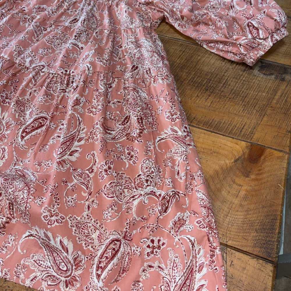 Mustard Seed Womens Blush Pink Floral Paisley Square Neck Babydoll Dress Medium - Picture 6 of 11
